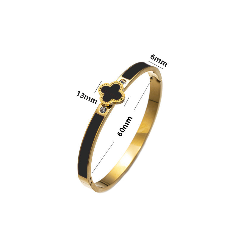 Ellipse Titanium Steel 18K Gold Plated Bangles