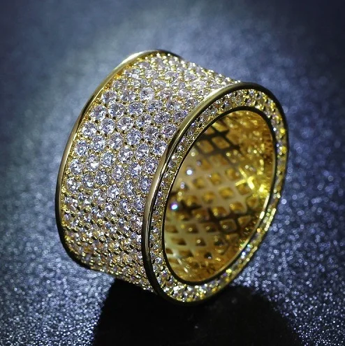 Gold Iced Eternity Wedding Ring-VESSFUL