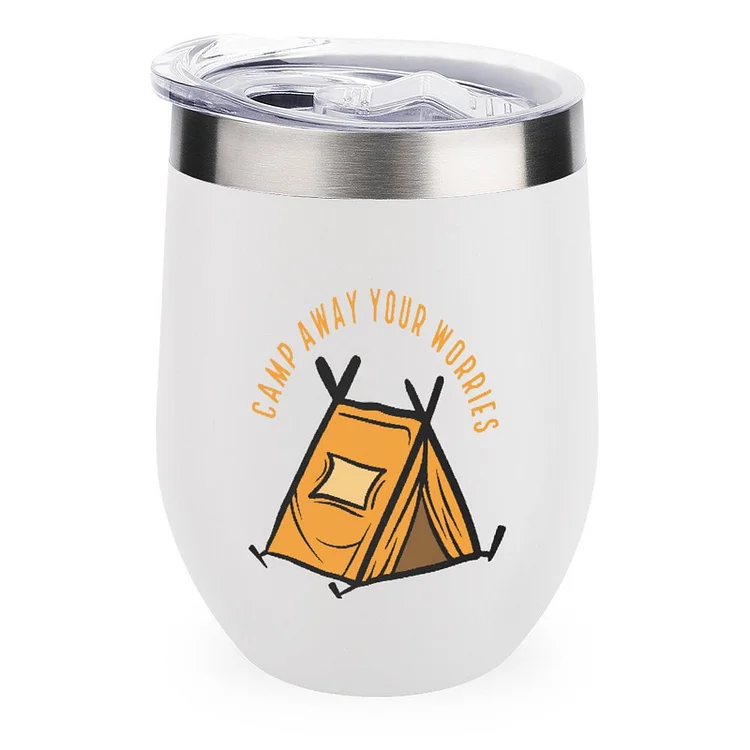 Camp Away Your Worries Stainless Steel Insulated Cup Traval Mugs - Heather Prints Shirts