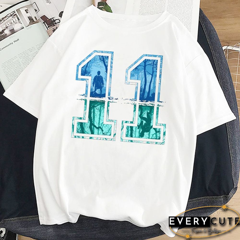 Stranger Things T Shirt Women Eleven Summer Casual Top Tee T-Shirt Female Femme Clothing Harajuku Funny Movie Shirt White Tshirt