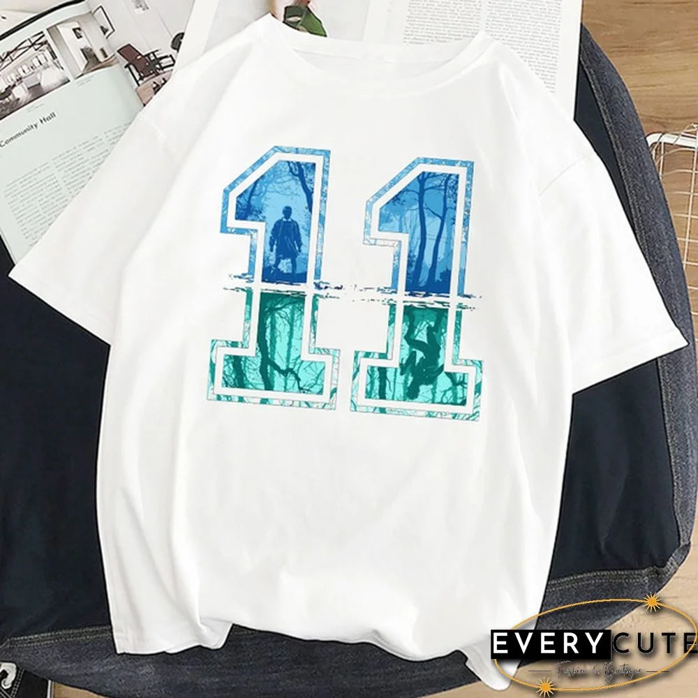 Stranger Things T Shirt Women Eleven Summer Casual Top Tee T-Shirt Female Femme Clothing Harajuku Funny Movie Shirt White Tshirt