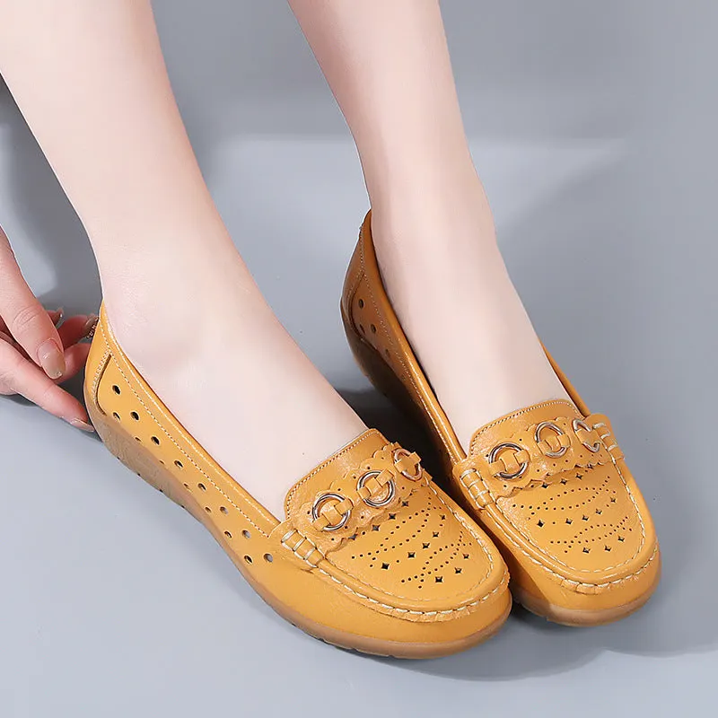 Women's Soft Sole Wide Breathable Waterproof Lightweight Walking Flat Loafer Shoes
