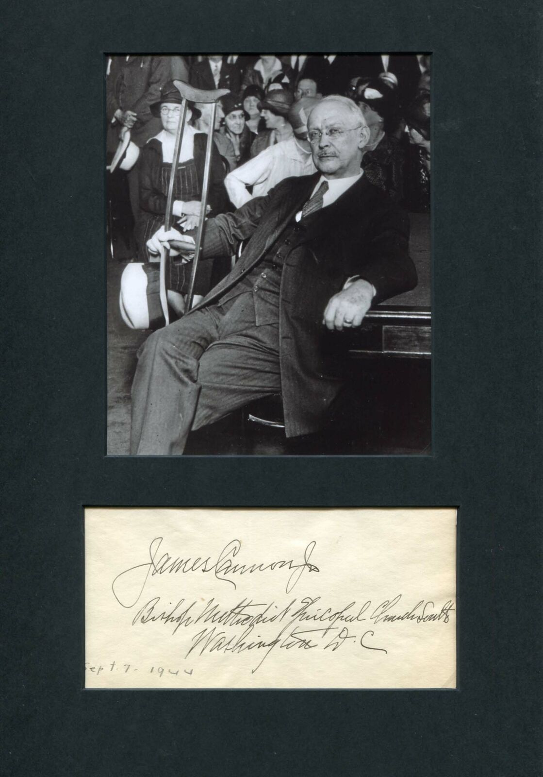 James Cannon, Jr. BISHOP autographed album page mounted