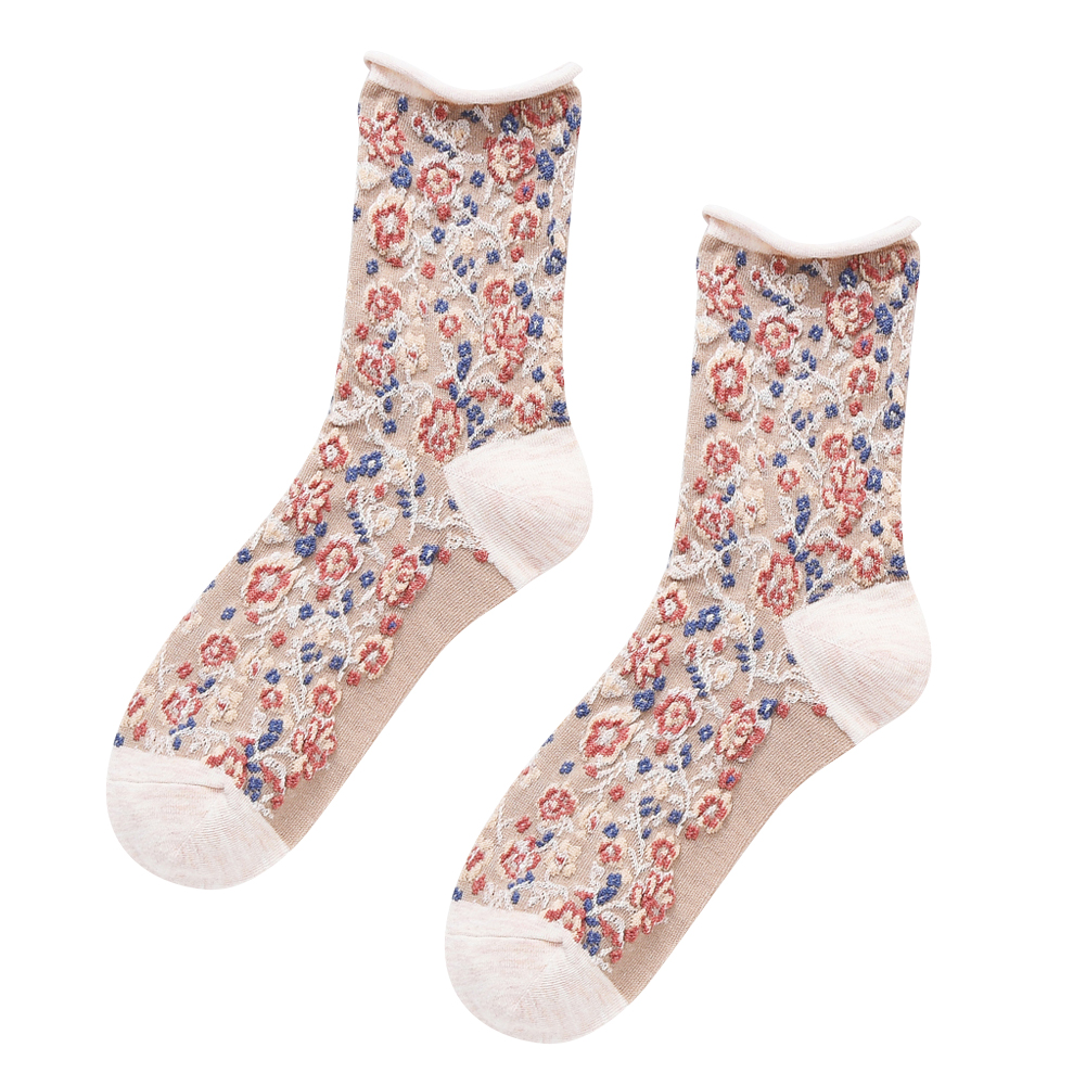 

Harajuku Flower Silk Calf Mid Length Socks Adult Elastic Pile Heap Socks, 501 Original