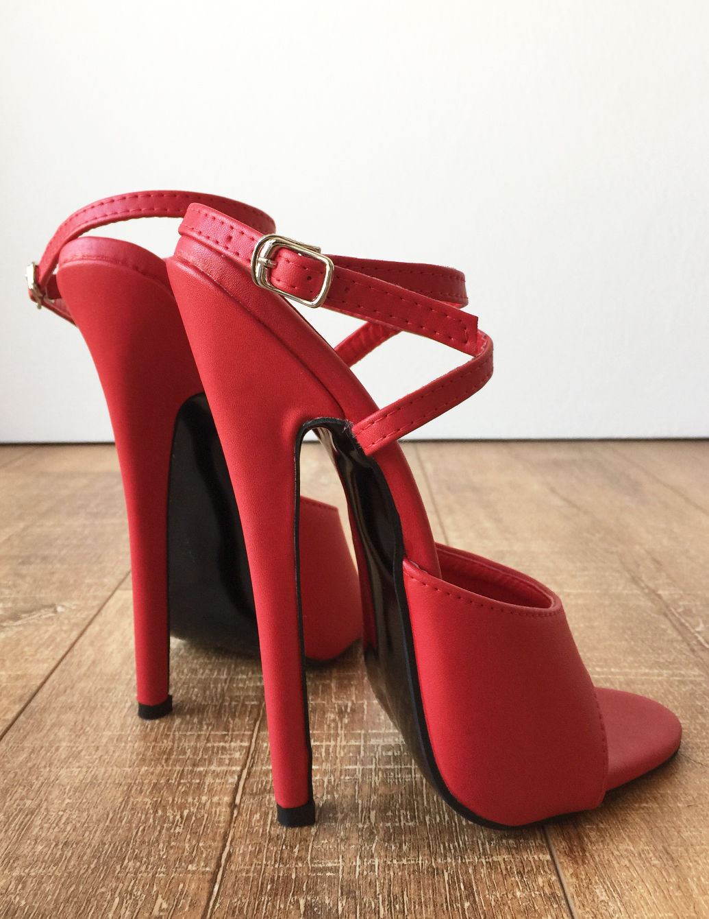 TAAFO SALMA Wrap Strap Sandals Mistress Stiletto Heel Fetish Slipper Red Matte