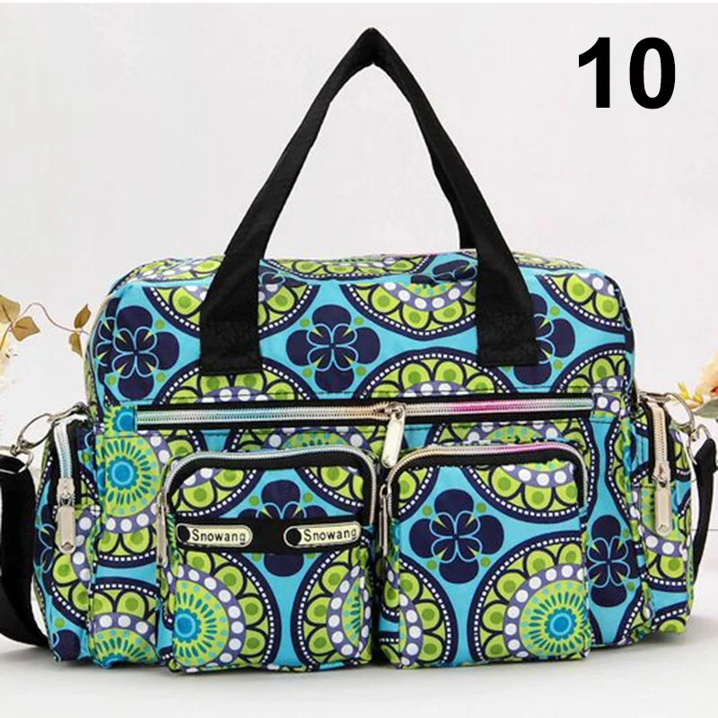 Women Handbag Vintage Flower Printed Waterproof Nylon Shoulder Messenger Bag Large Capacity Tote Bag Casual Picnic Travel Bags