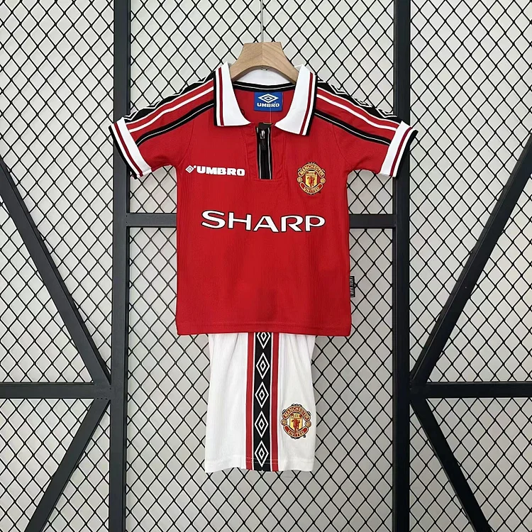 Kids Manchester United 1998/99 Retro  Home Jersey