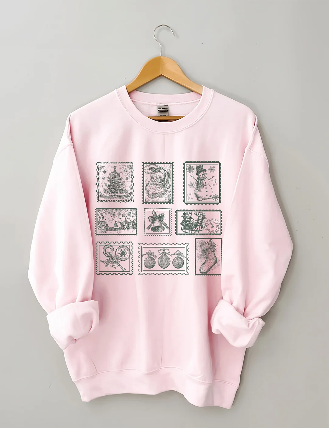 Retro Christmas Postage Stamp Sweatshirt