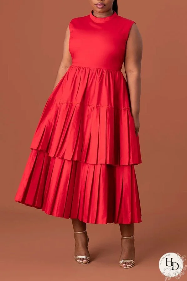 Sleeveless Layered Pleated Hem Dress