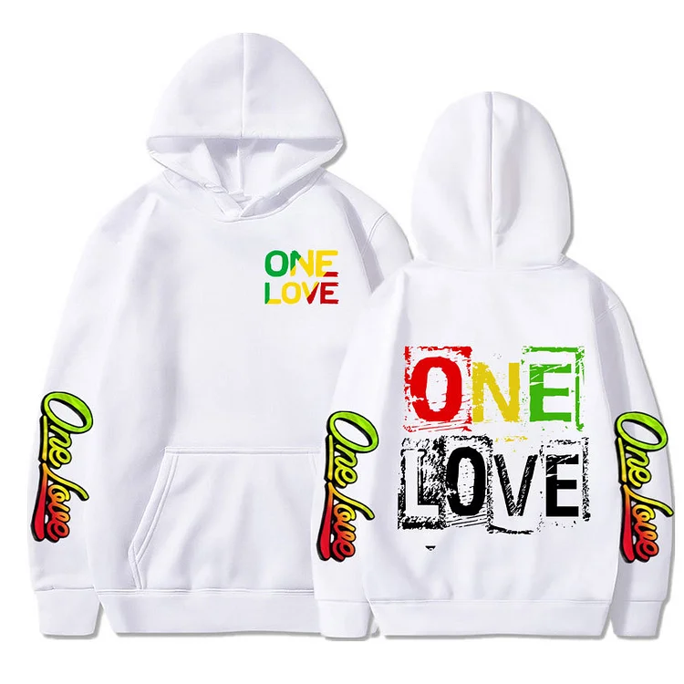 Rap Bob Marley Hoodies one Love Hip Hop Print Sweatshirts Loose Oversized Hoodie at Hiphopee