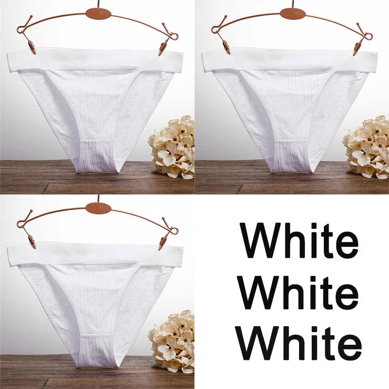 3PCS Women Cotton Panties Sexy Low Waist Underwear Panties Female Lingerie Underpants Hollow Heart Embossed Briefs Solid Color