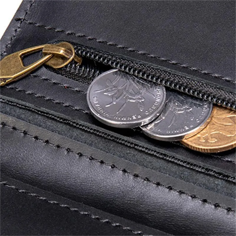 Mens RFID Blocking Retro Personality Leather Wallet