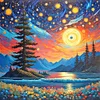 Diamond Painting-DIY Full Round Drill Lakeside Sunset