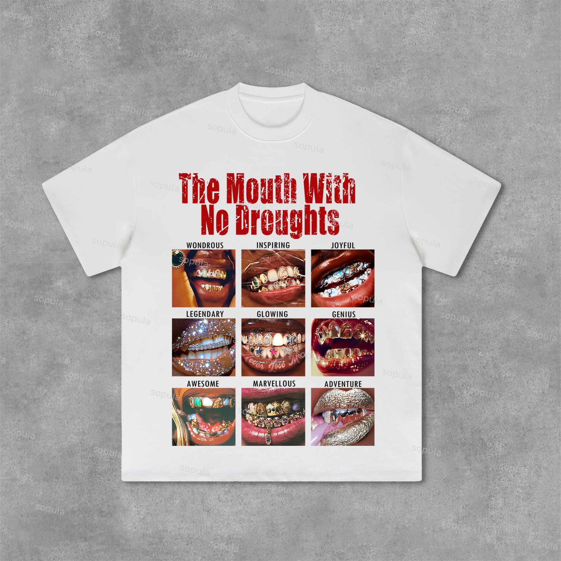 Sopula Casual The Mouth With No Droughts Graphic Print Cotton T-Shirt - SOPULA