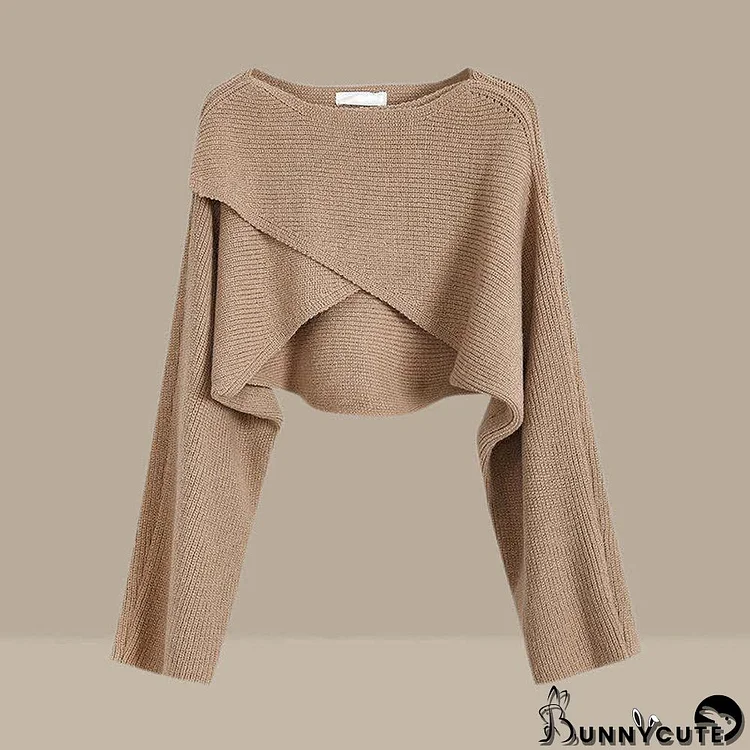 Cross Knit Sweater Lapel Shirt High Waist Pants Three Pieces