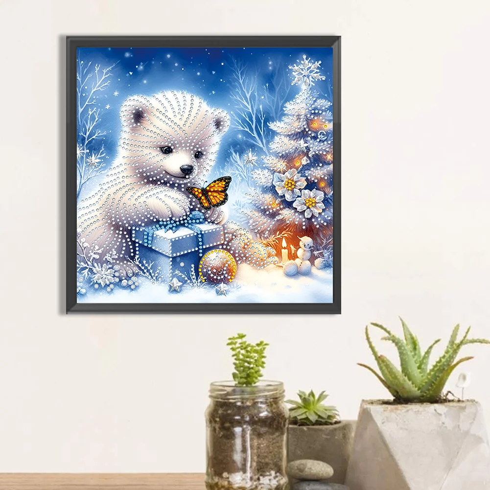 Diamond Painting - Partial Special Shaped Drill - Snow Bear(Canvas|30*30cm)