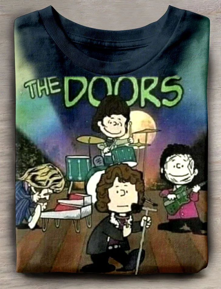 Teecade Teecade The Doors Band Cartoon Art Print T-shirt