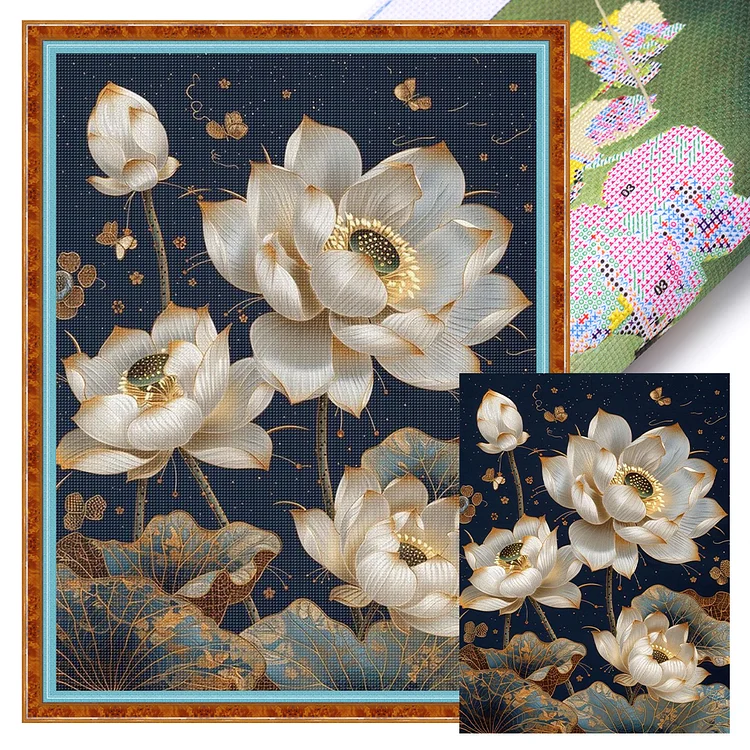 【Huacan Brand】Lotus (40*53cm) 14CT Stamped Cross Stitch gbfke