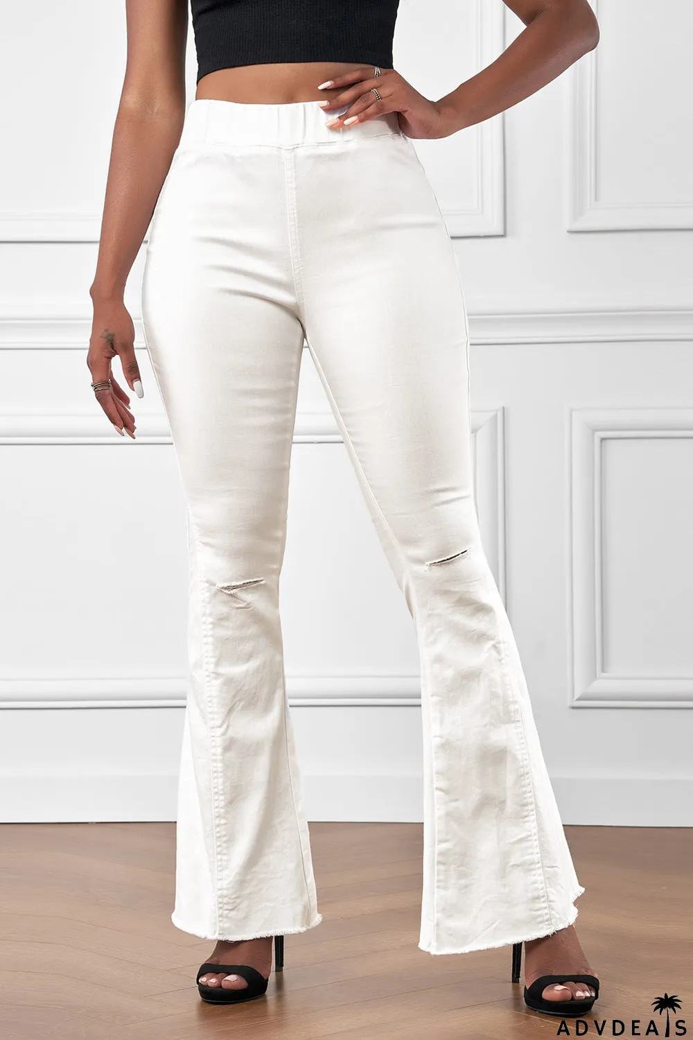 Distressed Bell Bottom Denim Pants