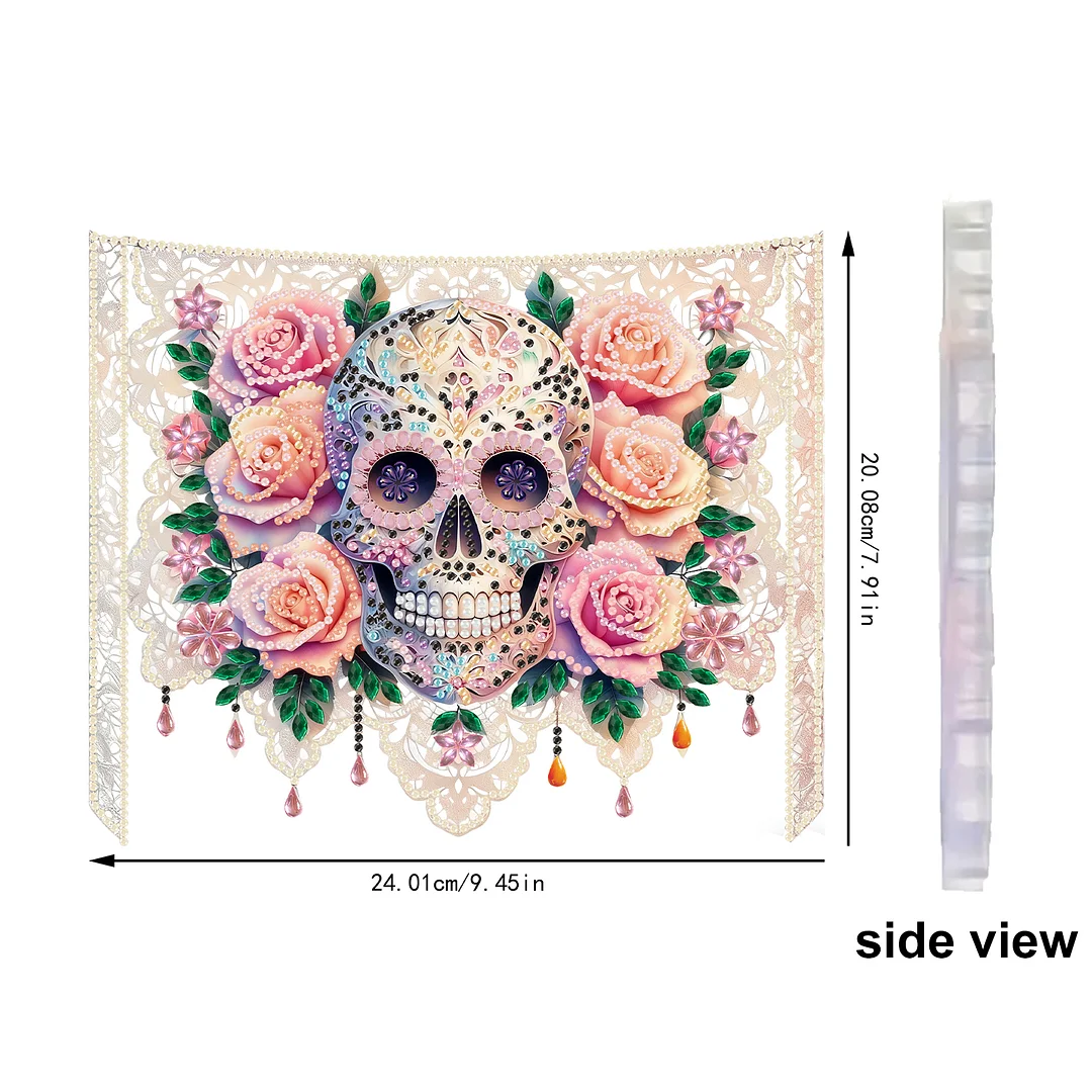 Skulls Flower 2D Flat DIY Acrylic Diamond Painting Kit Window Hanging Wall Decor