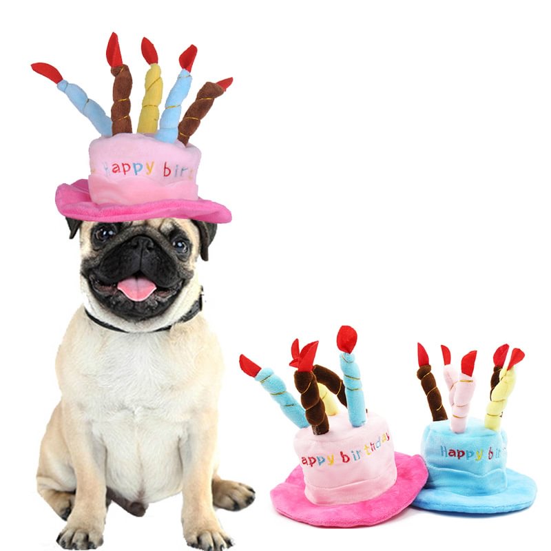 Cute Pets Dog Cats Adjustable Corduroy Colorful Candles Birthday Caps-VESSFUL