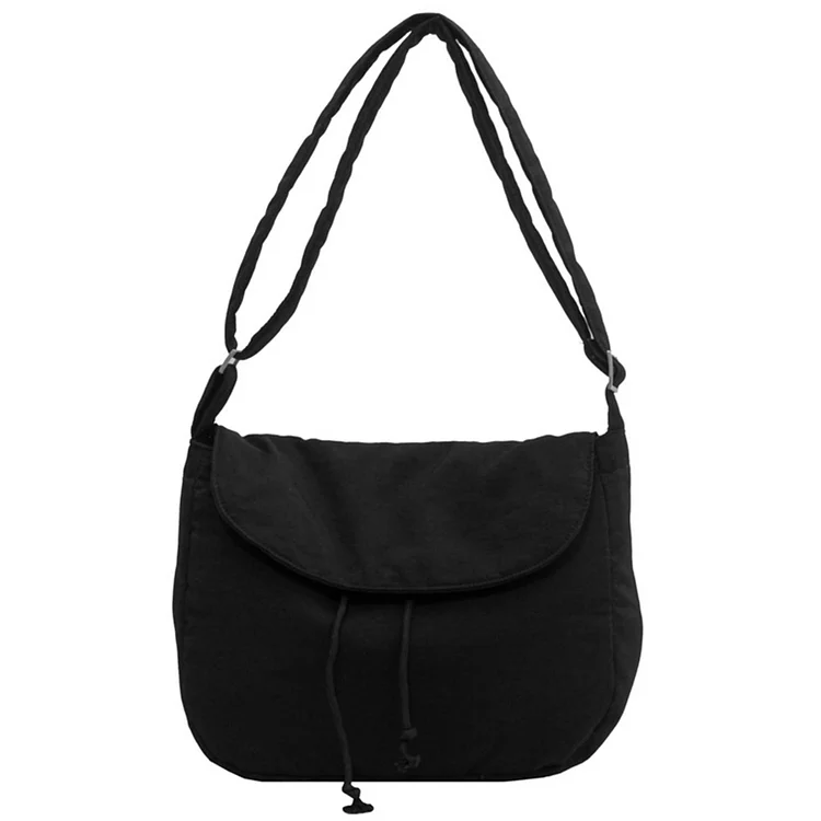 Unisex Canvas Tote Bag Large Capacity Crossbody Bag for Man Woman (Black)