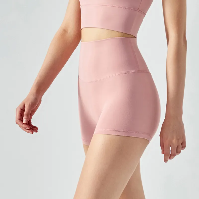 Buy Hergymclothing Clay Pink no camel toe buttery soft naked feeling gym fitness tight hot yoga shorts at an affordable price
