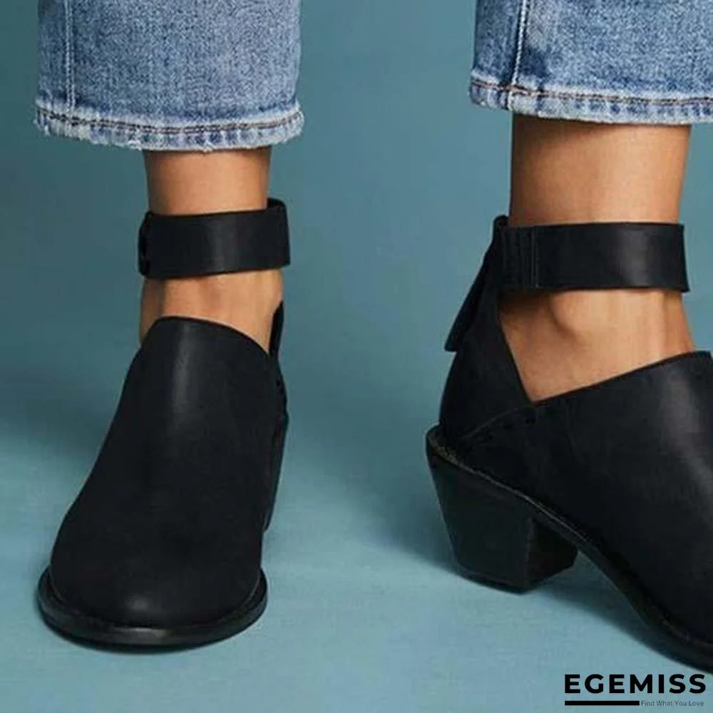 Chunky Heel Zipper Breathable Comfortable Shoes | EGEMISS
