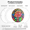 (25cm)DIY Acrylic Jigsaw Puzzle Window Hanging with Hanging Chain DIY Stained Glass Decoration Round Window Puzzle Decor for DIY Craft Project (Stained Glass Red Rose)