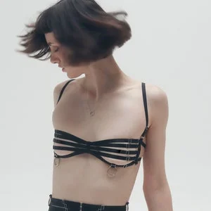 pornhint Pornhint Bustier Kinky lingerie _ Cage Bra open lingerie. Black Harness Bra Strappy body harness. Sexy bra. Harness Fetish wear. Strappy rave outfit.