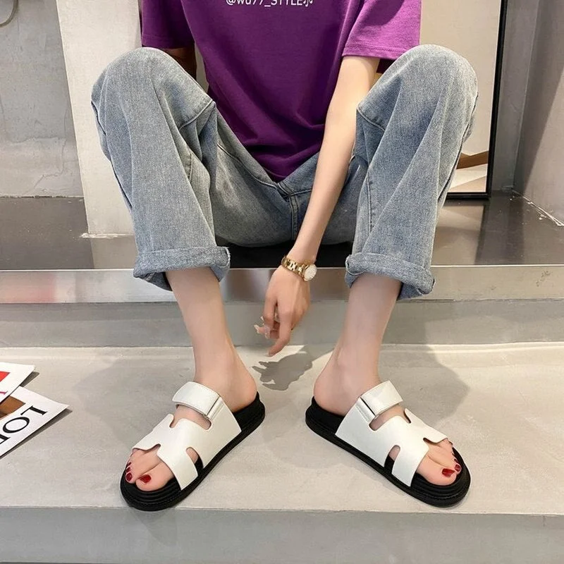 2021 Women Slippers Soft Stitching Summer Ladies Slippers Flat Sandals Open Toe Beach Shoes Women's Flip Flops Trendy Footwear