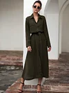 Button Shirt Collar Maxi Dress