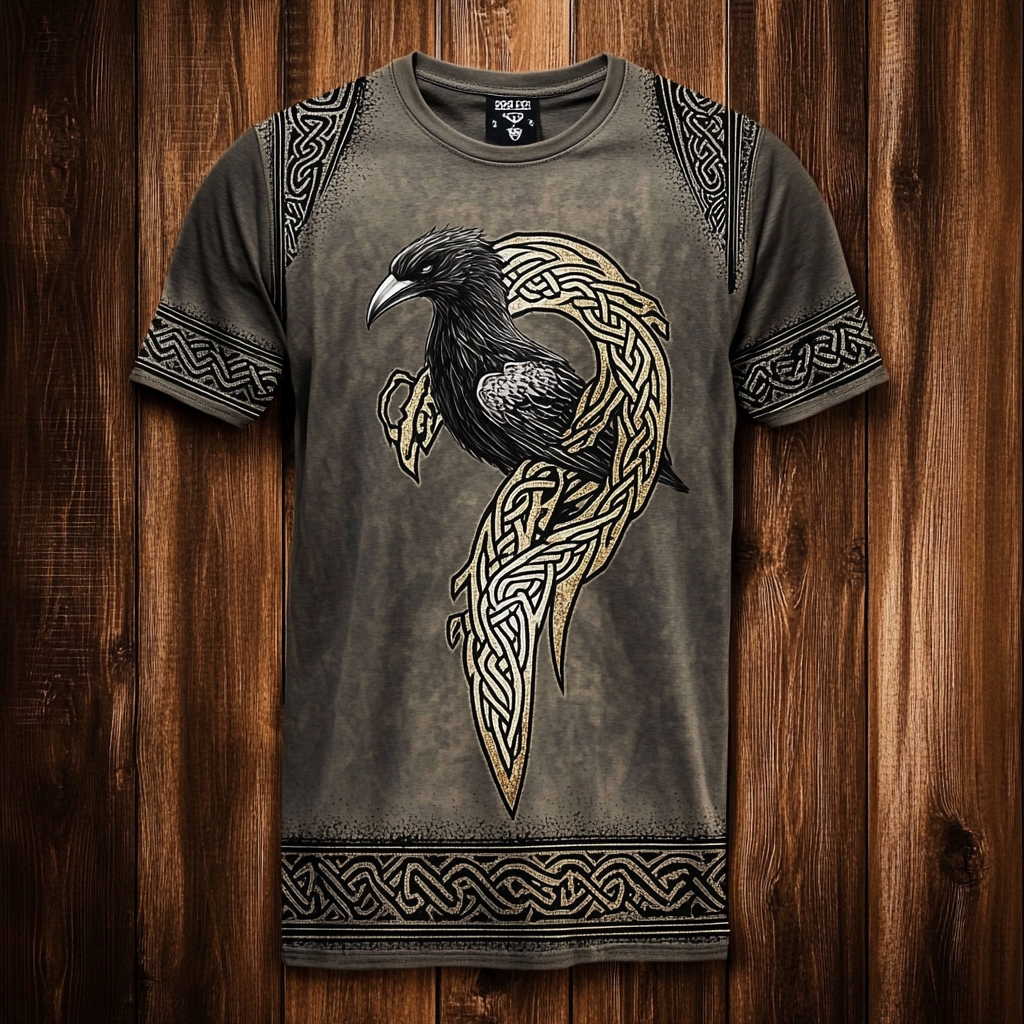 Men's Viking Tribal Raven Vintage Print T-shirt / Rvogue / Rvogue