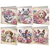 (US Local)6Pcs Cats Dogs DIY Diamond Painting Greeting Card Kit with Envelope for Friend