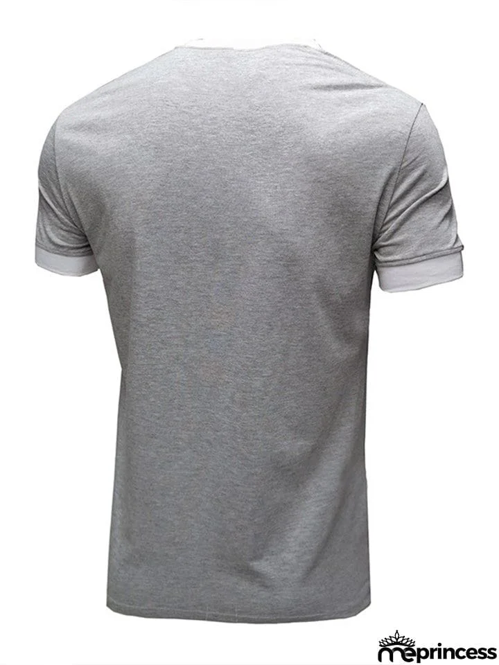 Summer Daily Wear Comfy Short Sleeve Contrasting Slim T-shirts For Men