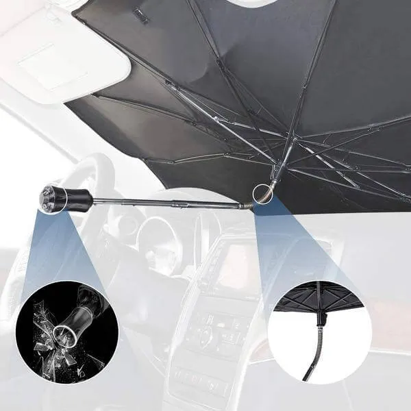 Car sunshade umbrella for windshield  with 360&deg; Rotation Bendable Shaft（59''x 33''）