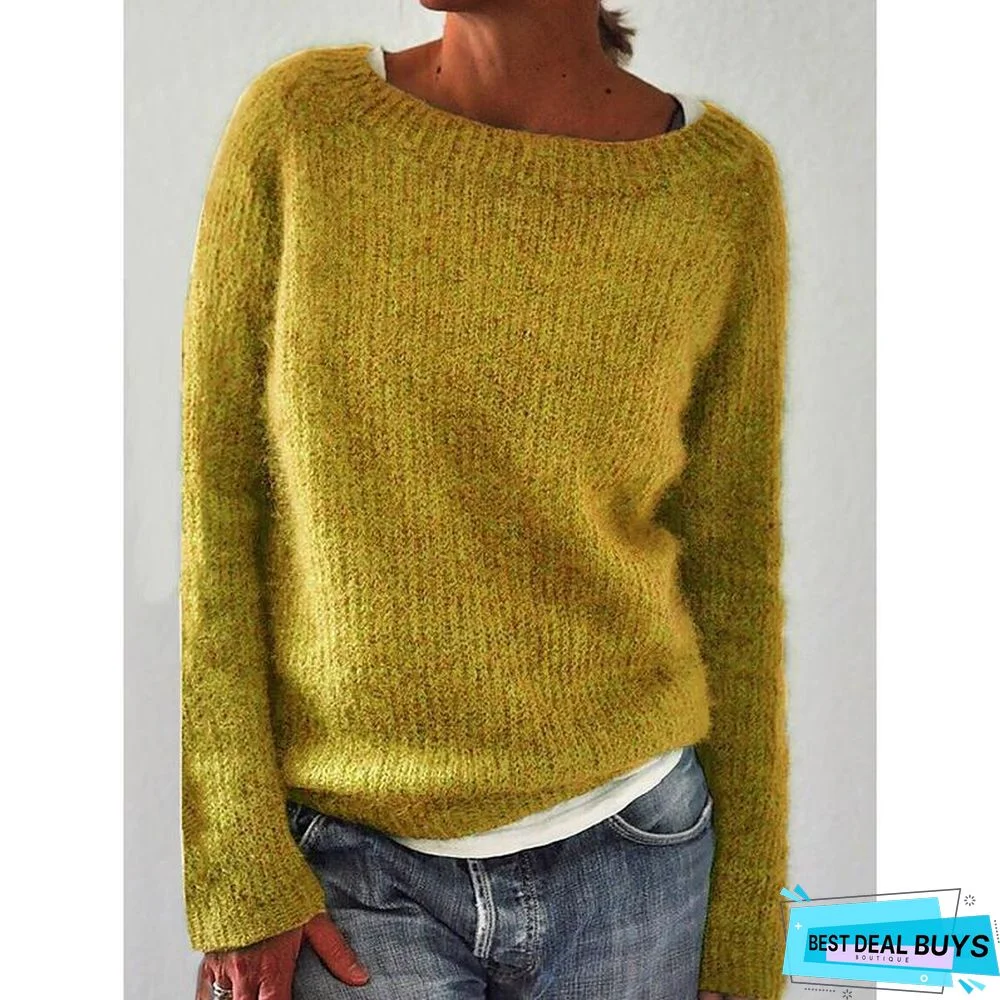 Solid Knitted Plus Size Pullovers Jumpers Sweaters