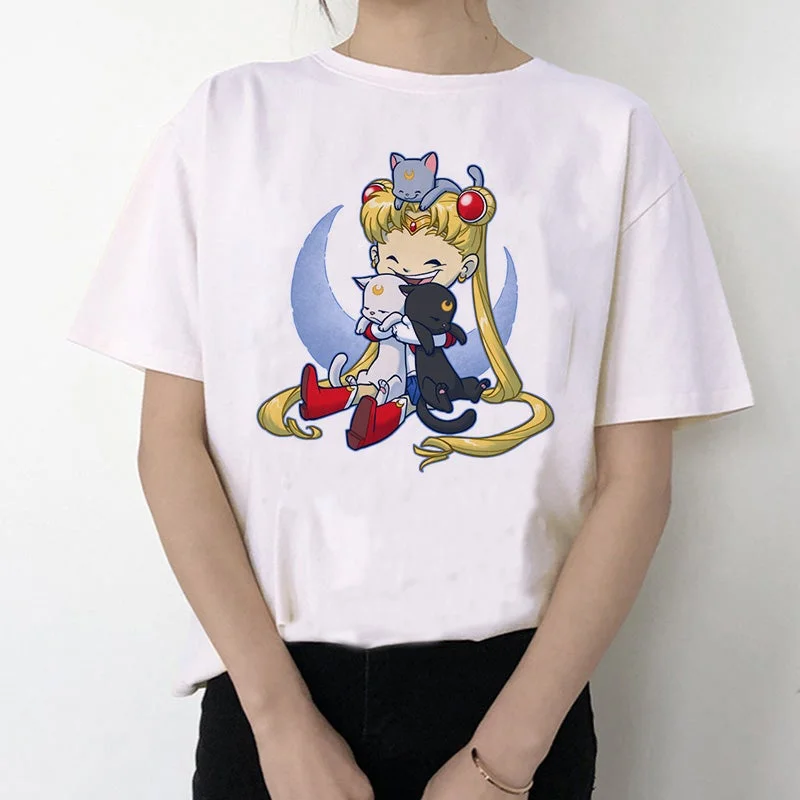 Women Harajuku Short Sleeve Fun Ulzzang T-Shirt Cute Cat Tshirt Cartoon Top Tees Female