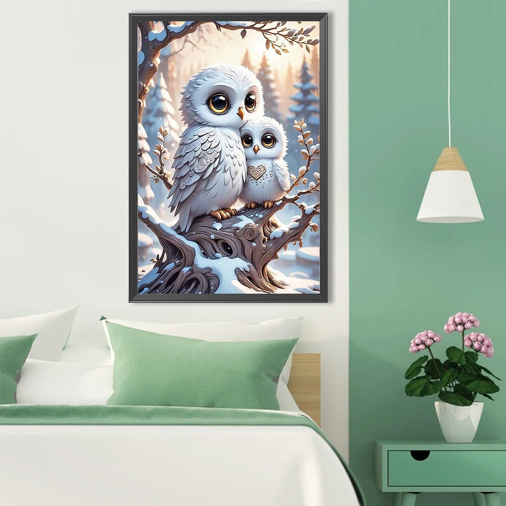 Diamond Painting - Full Round Drill - Winter Owl(Canvas|40*60cm)