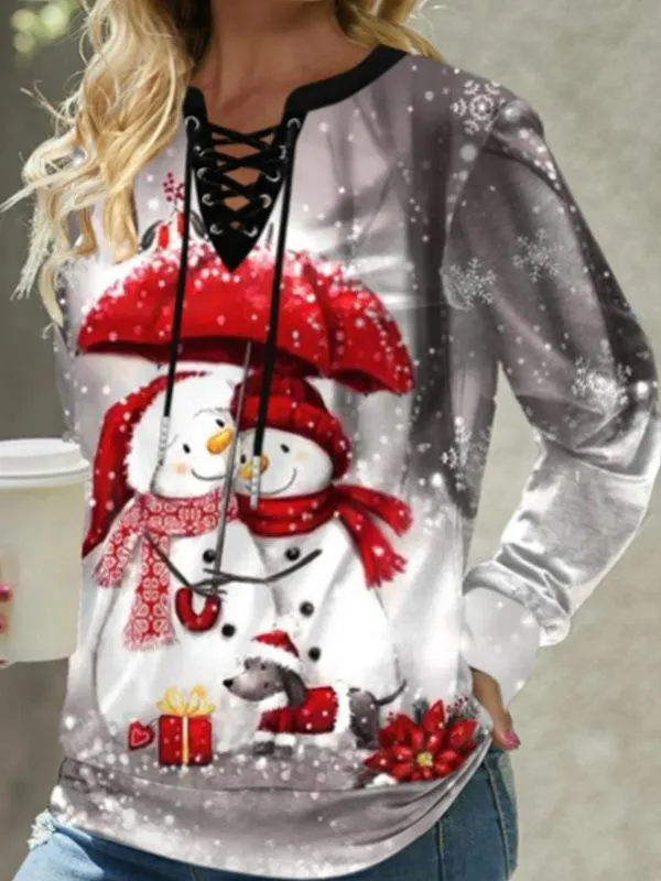 Snowman Printed Strappy Shirt