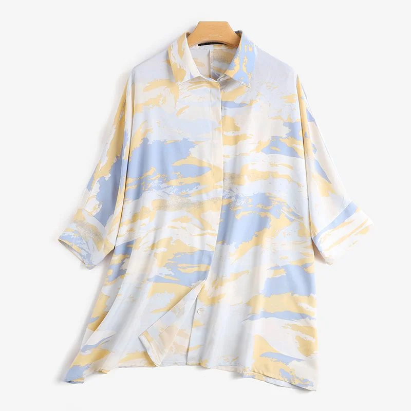 Women Bohemian Tie-dyed Shirt Spring Long Sleeve Muslim Abaya Blouse ZANZEA Vintage Loose Tunic Tops Casual Islamic Clothing