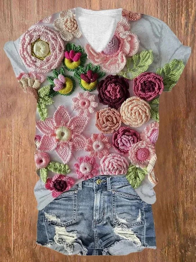 Women's Flower Rose Print T-Shirt