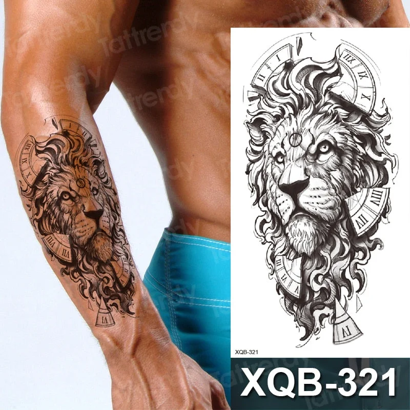 temporary tattoo flower snake dragon anime sexy body art stickers black lion skull tattoo sleeve for women men boys sexy decal