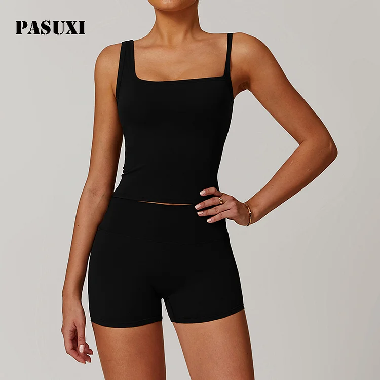 PASUXI High-Performance Custom Yoga Tank Top with Built-In Chest Pad huanwei
