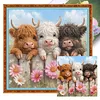 Highland Trio Full 11CT 3 Strands DIY Stamped Cross Stitch Kits for Beginners Adults Home Wall Decor Cross Stitch Art and Crafts Kits 40x40cm