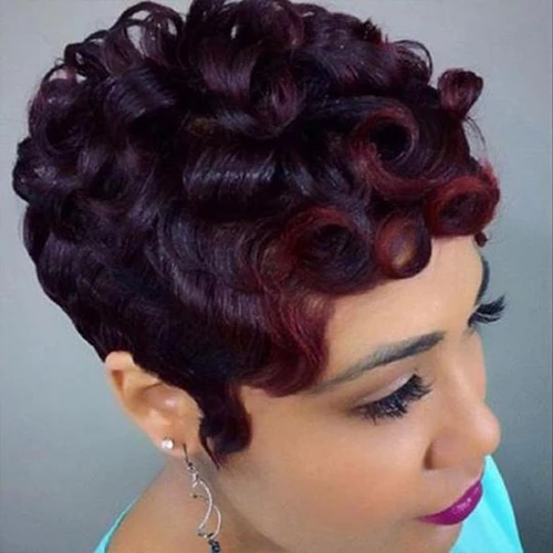 US Mall Lifes® | (✨NEW)360 Lace Wig Best Design Short Curly Layered Wig | High-Density Hair | Wine Red/Black/Blonde Wig US Mall Lifes
