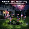 8Pcs American Flag Solar Stake Lights Weatherproof Garden Decorative Pole Flag Light Impact  Welcome Powered Outdoor Gardening Light for Outdoor Gardening Patio Yard