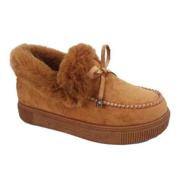 Winter Women Fashion Flat Shoes Suede Women Cute Soft Fur Padded Shoes Slip On Platform Ladies Casual Shoes