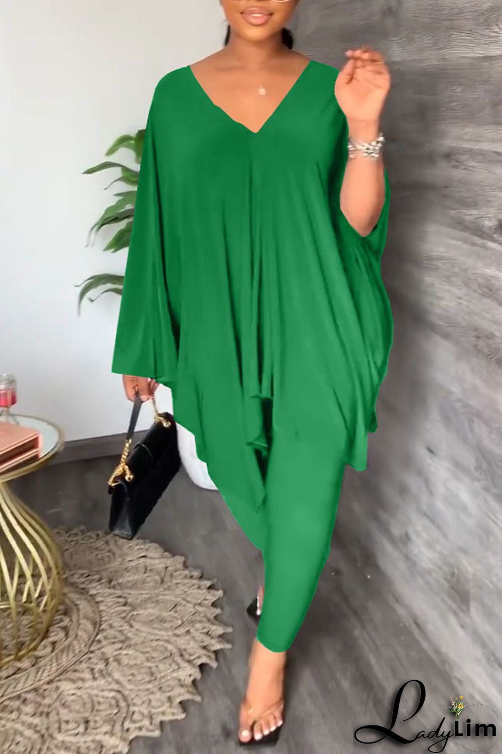 Black Casual Solid Patchwork V Neck Long Sleeve Two Pieces