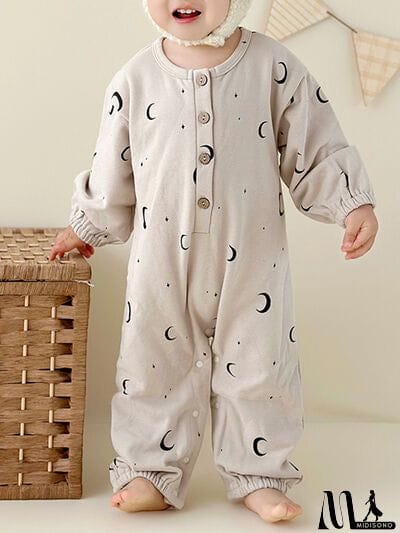 MidiSono - Printed Button Up Dropped Shoulder Jumpsuit